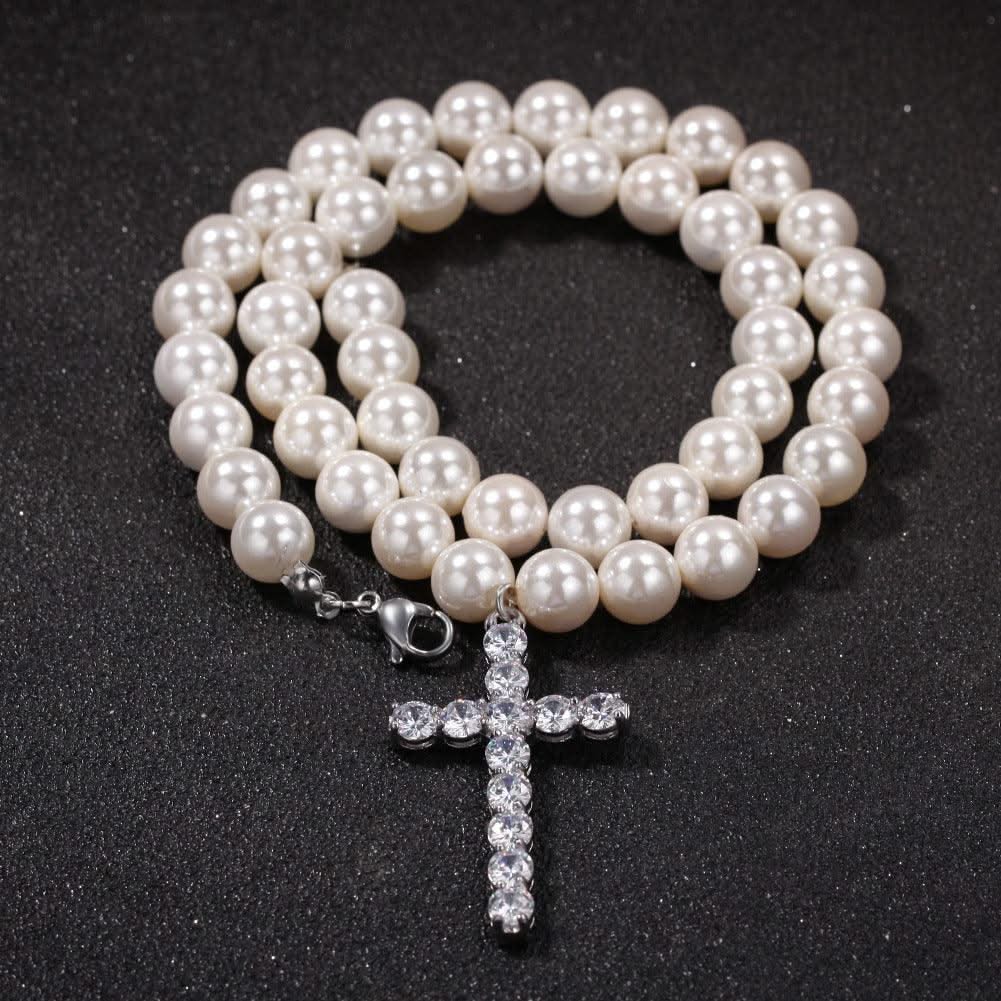 Cross 8-10mm Pearl Necklace - Elanique