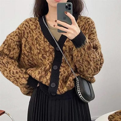 V-neck Knitted Sweater Women Mohair Fashion Women - Elanique