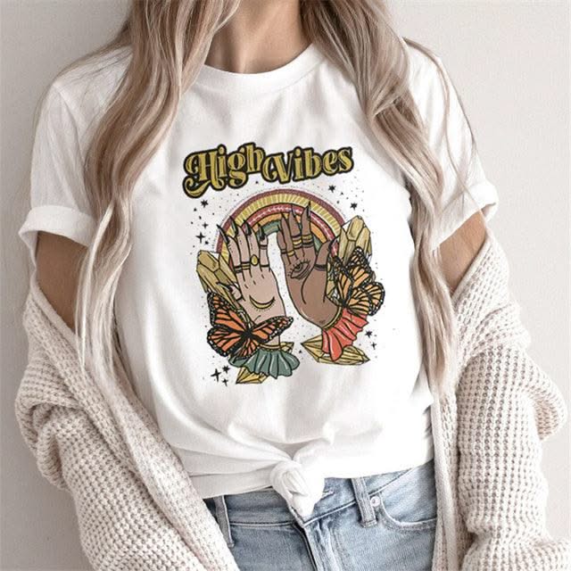 Fashion Tarot Women Print T-shirts Female Cartoon Tops - Elanique