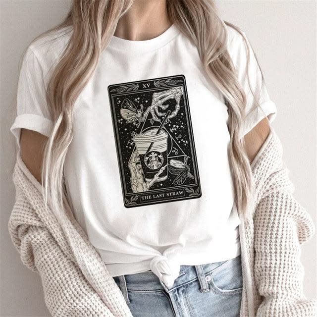 Fashion Tarot Women Print T-shirts Female Cartoon Tops - Elanique