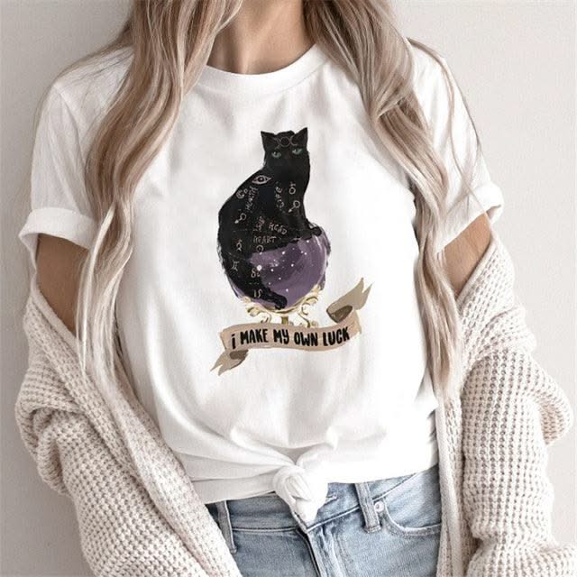 Fashion Tarot Women Print T-shirts Female Cartoon Tops - Elanique