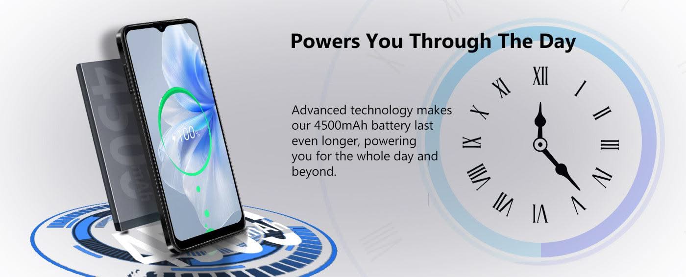 XGODY 4G Cell Phones V50,Smartphone Android,6.52 inch,4+64GB ROM,4500mAh,Mobile phones,8+15MP,Dual SIM Quad Core,Face Unlocked